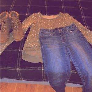 Grey Shirt With Silver Butterflies